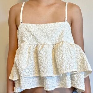From Japan - Cream flowy crop top | Adjustable/removable straps | Open back